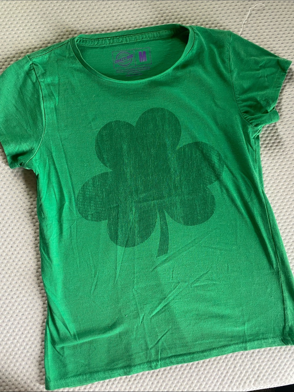 Crazy Dog T-Shirts Green Shamrock Short Sleeve Tee